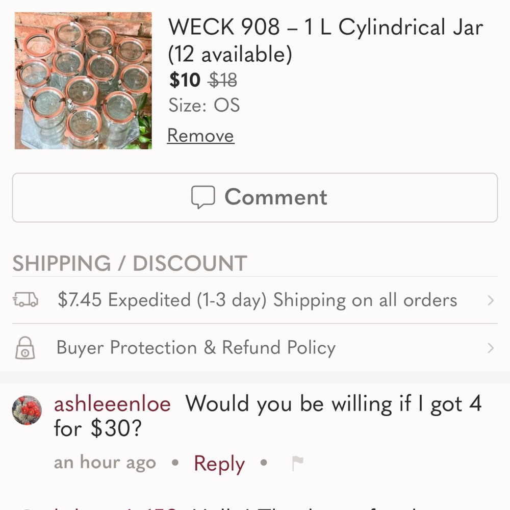 Weck jars to Ashley